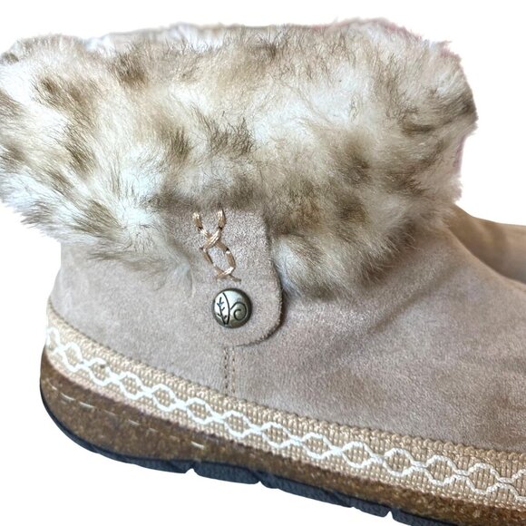 Earth Origins  Emmalyn Suede Ankle Boots 7-7.5 Embroidered Slippers Cozy Comfort - Picture 6 of 9
